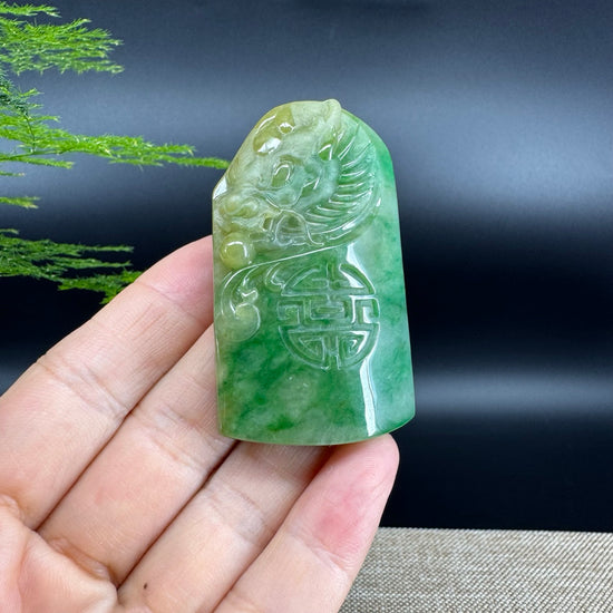 RealJade® Co. Genuine Jadeite Jade Dragon Pendant Necklace