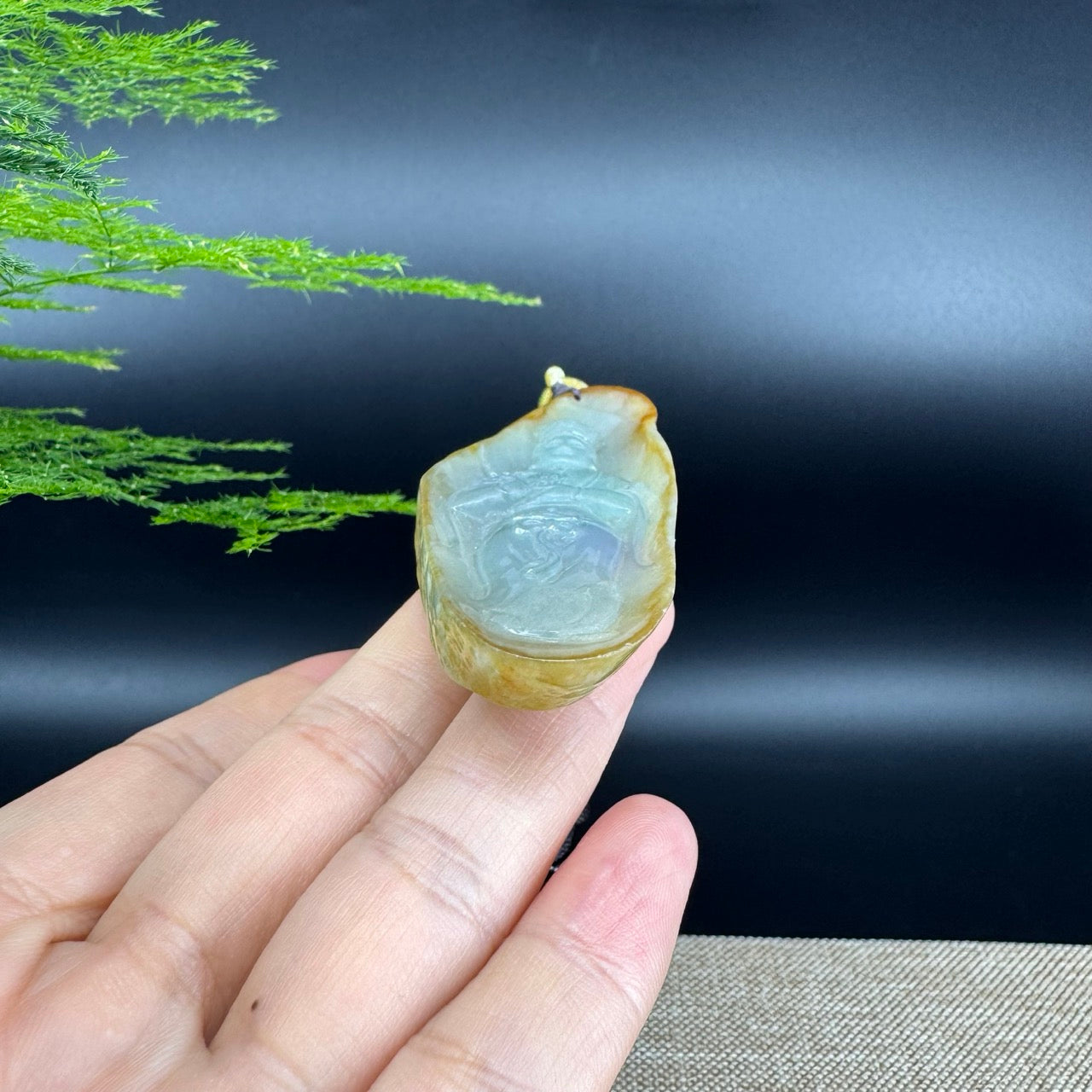 "Goddess of Compassion" Genuine Burmese Jadeite Jade Guanyin Necklace