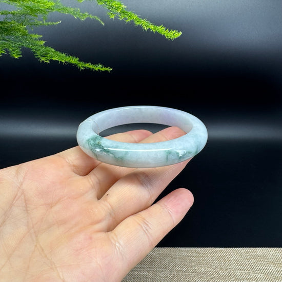 Genuine Burmese Lavender Green Jade Jadeite Bangle Bracelet ( 55.8mm )