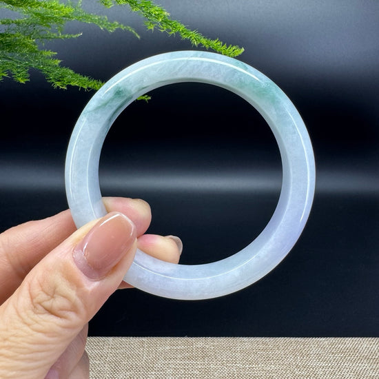 Genuine Burmese Lavender Green Jade Jadeite Bangle Bracelet ( 55.8mm )