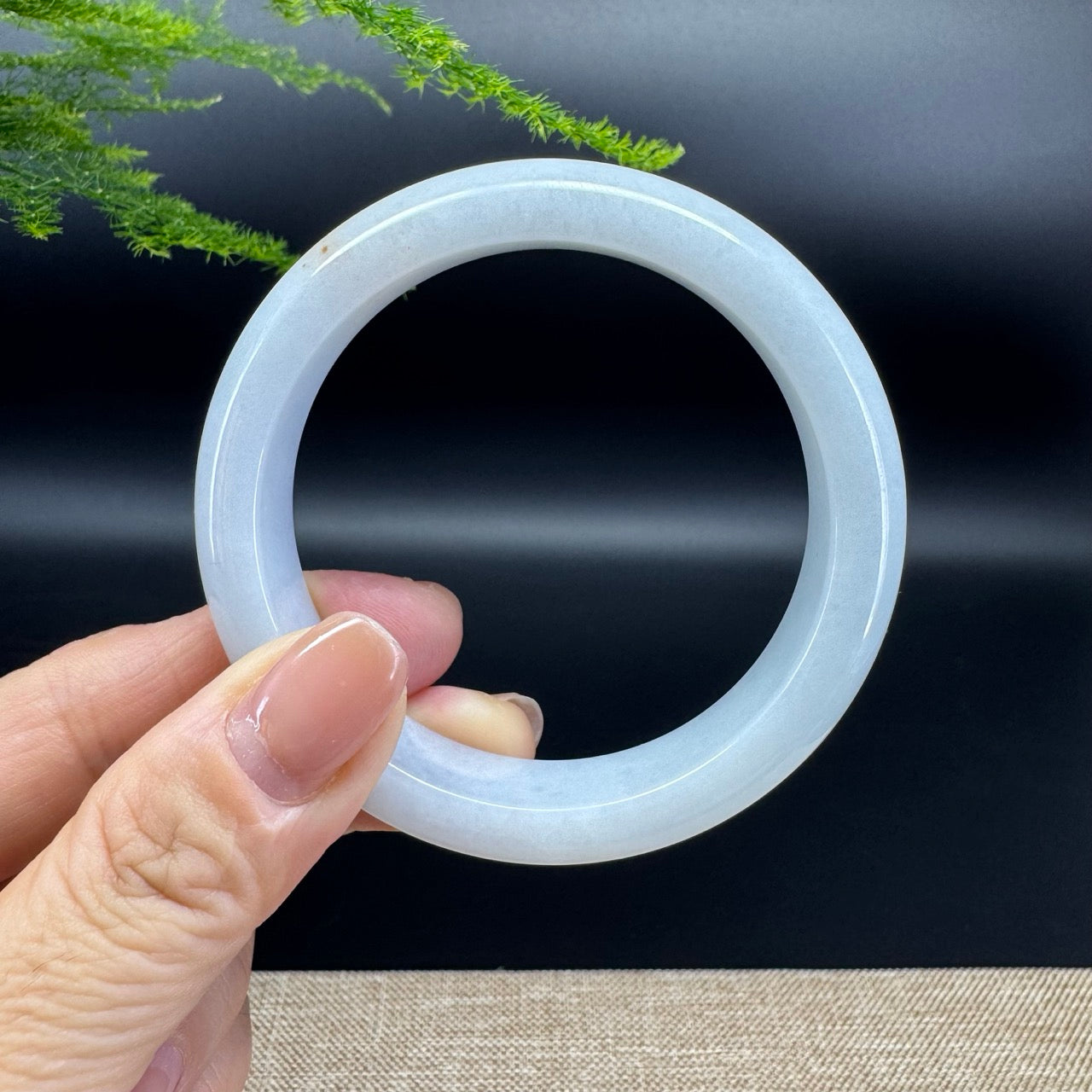 Genuine Burmese Lavender Green Jadeite Jade Bangle Bracelet ( 55.3mm )