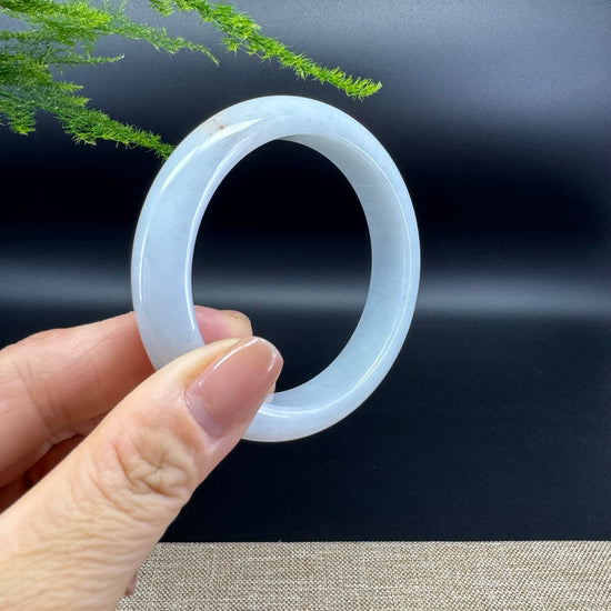 Genuine Burmese Lavender Green Jadeite Jade Bangle Bracelet ( 55.3mm )