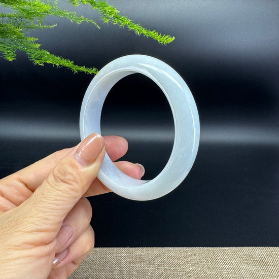 Genuine Burmese Lavender Green Jadeite Jade Bangle Bracelet ( 55.3mm )