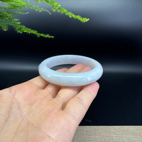 Genuine Burmese Lavender Green Jadeite Jade Bangle Bracelet ( 55.3mm )