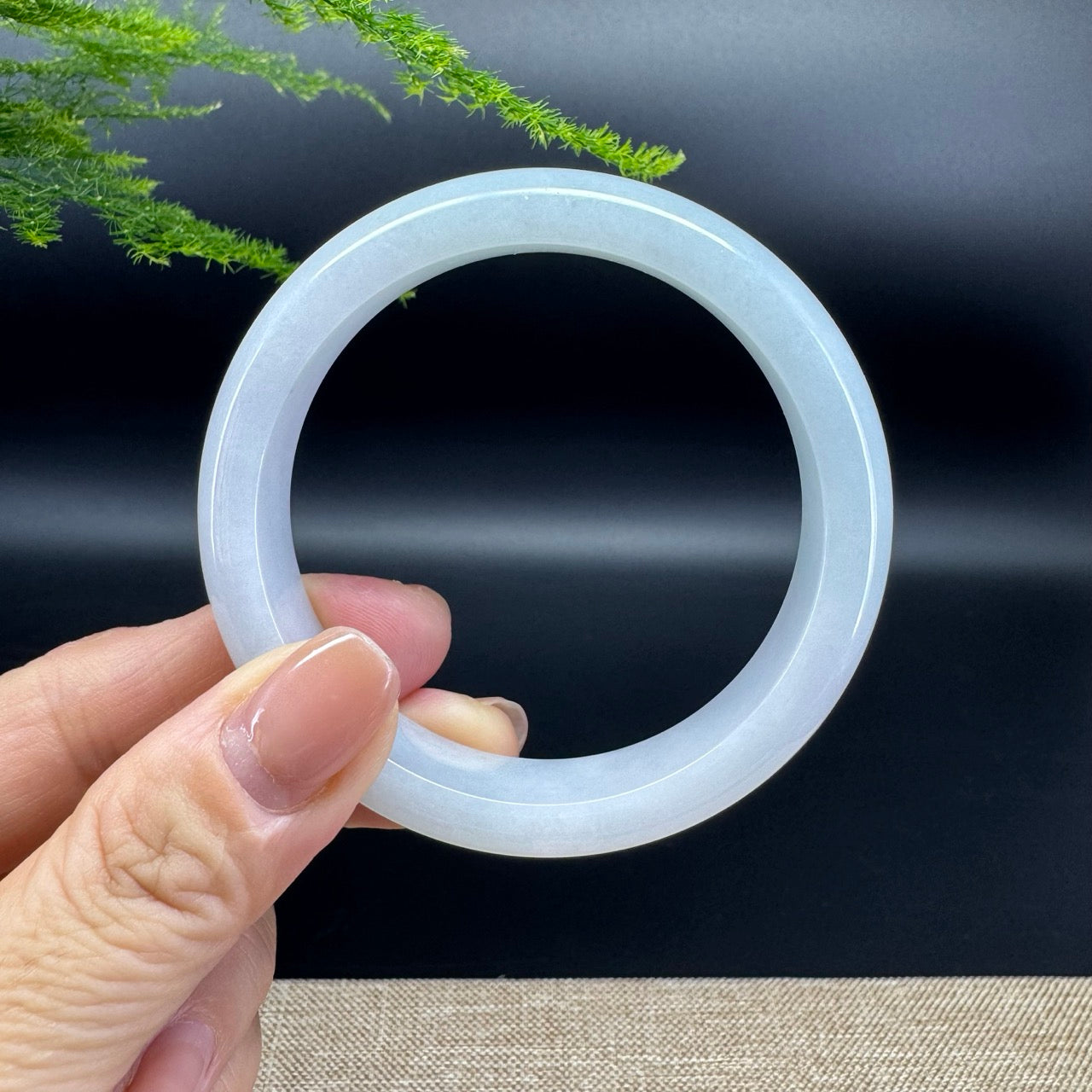 Genuine Burmese Lavender Green Jade Jadeite Bangle Bracelet ( 55.9mm )