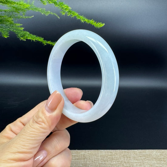 Genuine Burmese Lavender Green Jade Jadeite Bangle Bracelet ( 55.9mm )