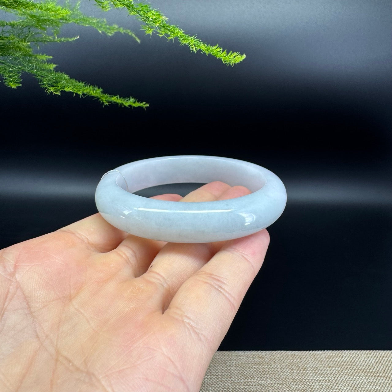 Genuine Burmese Lavender Green Jade Jadeite Bangle Bracelet ( 55.9mm )