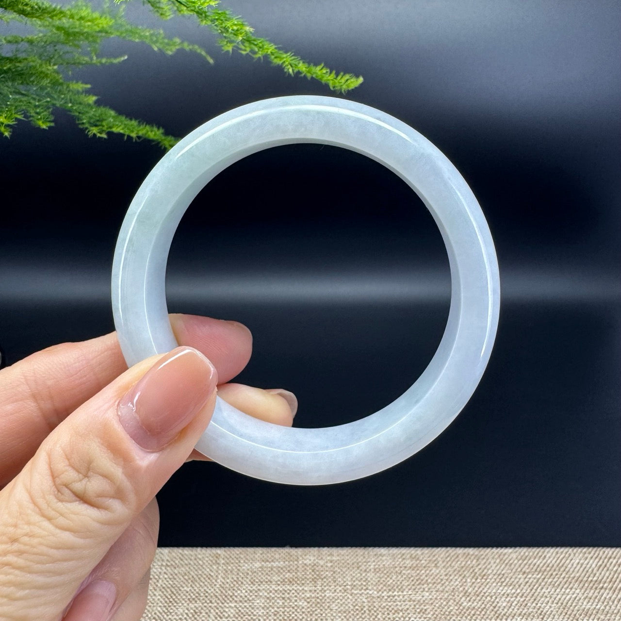 Genuine Burmese Lavender Green Jade Jadeite Bangle Bracelet ( 55.9mm )
