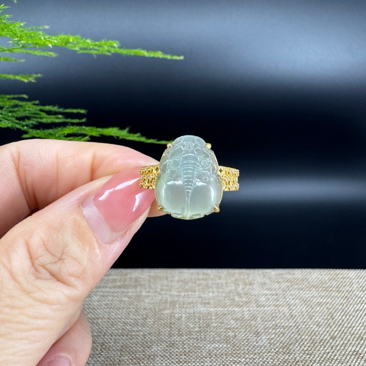 RealJade® "Signature Signet" 18K Yellow Gold Icy  Jadeite Jade Diamonds PiXiu Ring