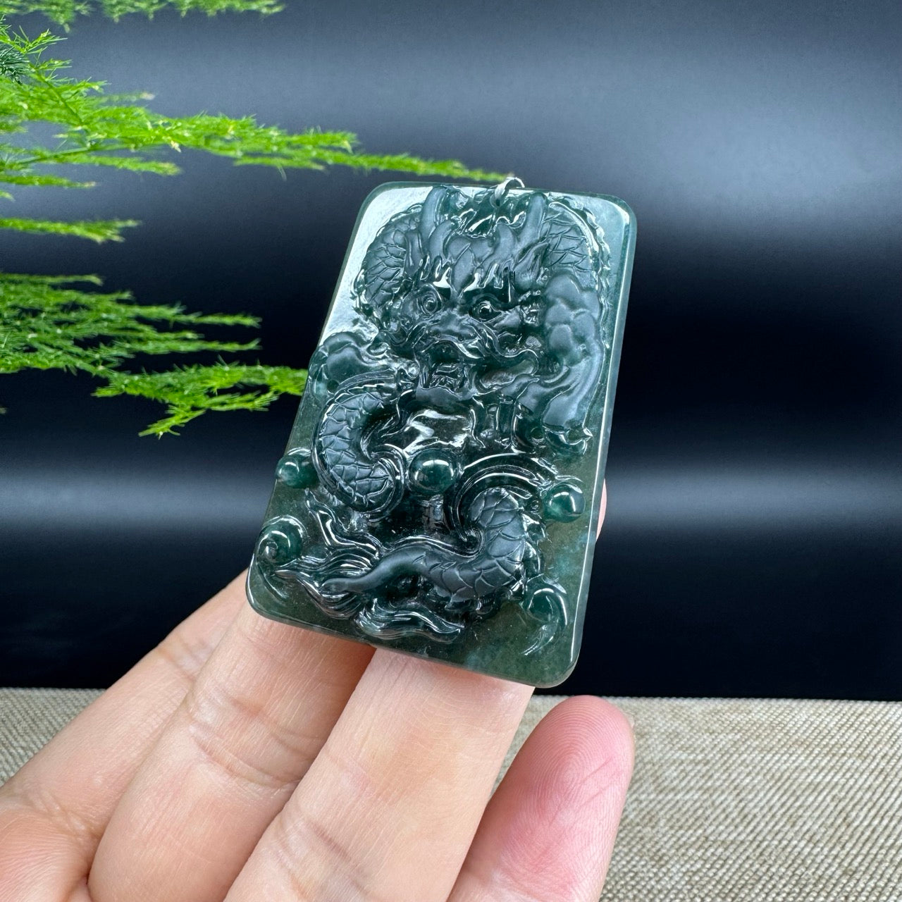RealJade® Co. High Natural Guatemalan Blue Jadeite Jade Dragon Pendant
