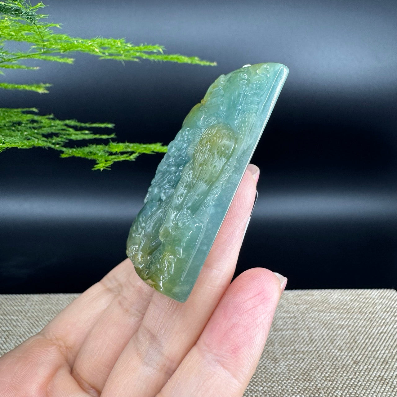 RealJade® Co. High Natural Guatemalan Blue Jadeite Jade Tiger Pendant