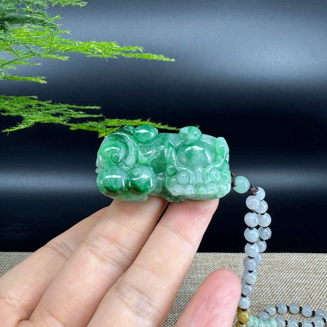 RealJade® Co. Pi Xiu Genuine Burmese Jadeite Jade PiXiu Pendant Necklace (FengShui Lucky)