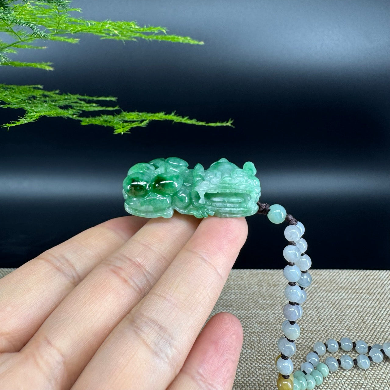 RealJade® Co. Pi Xiu Genuine Burmese Jadeite Jade PiXiu Pendant Necklace (FengShui Lucky)