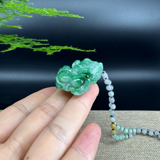 RealJade® Co. Pi Xiu Genuine Burmese Jadeite Jade PiXiu Pendant Necklace (FengShui Lucky)