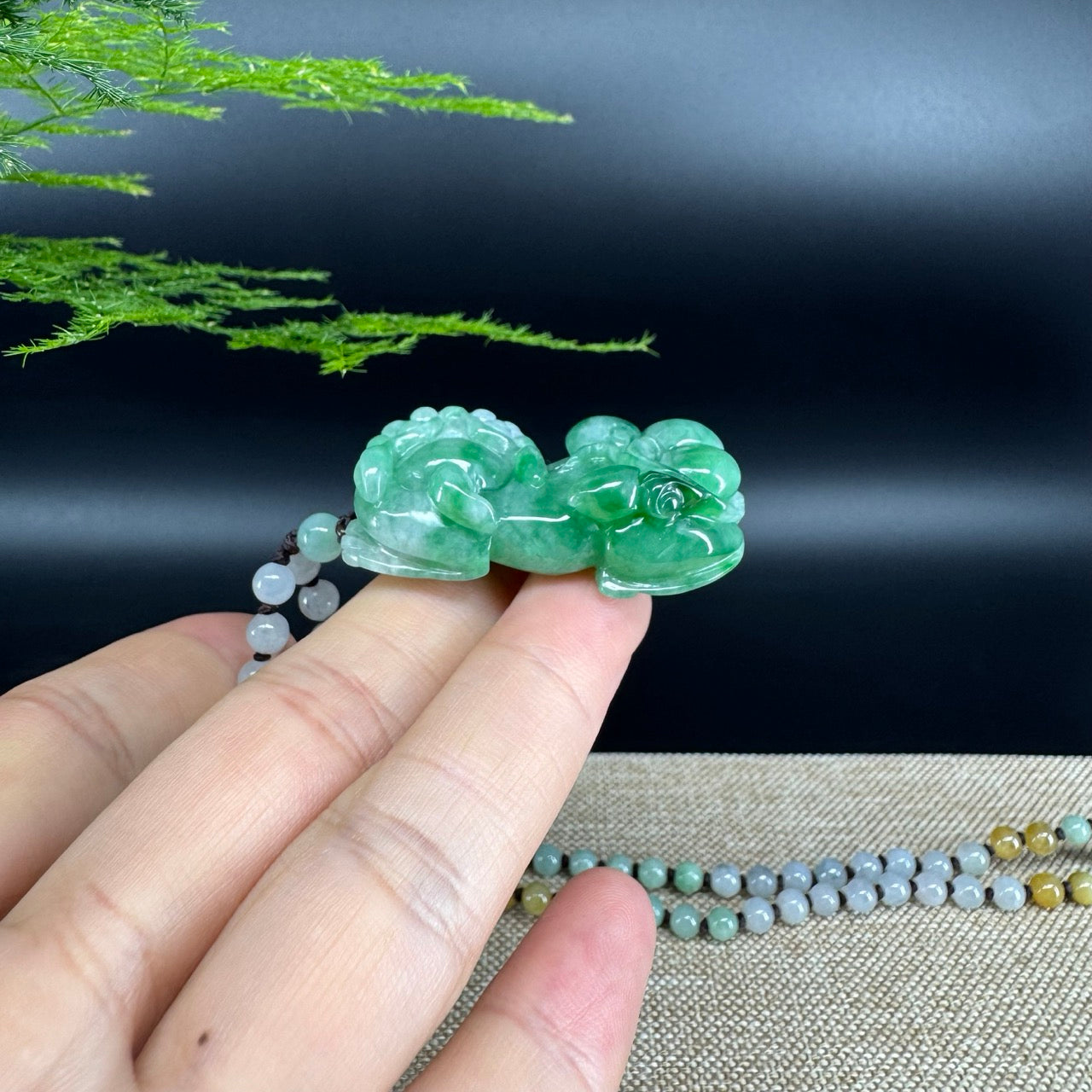 RealJade® Co. Pi Xiu Genuine Burmese Jadeite Jade PiXiu Pendant Necklace (FengShui Lucky)