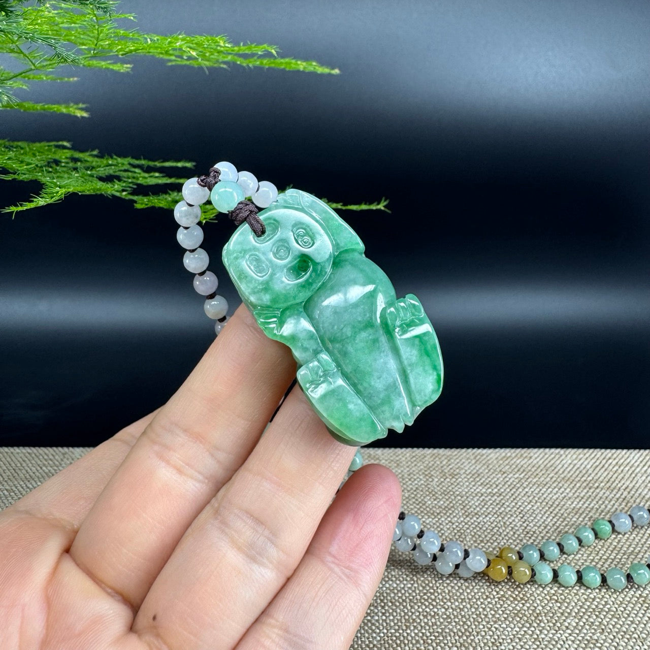 RealJade® Co. Pi Xiu Genuine Burmese Jadeite Jade PiXiu Pendant Necklace (FengShui Lucky)