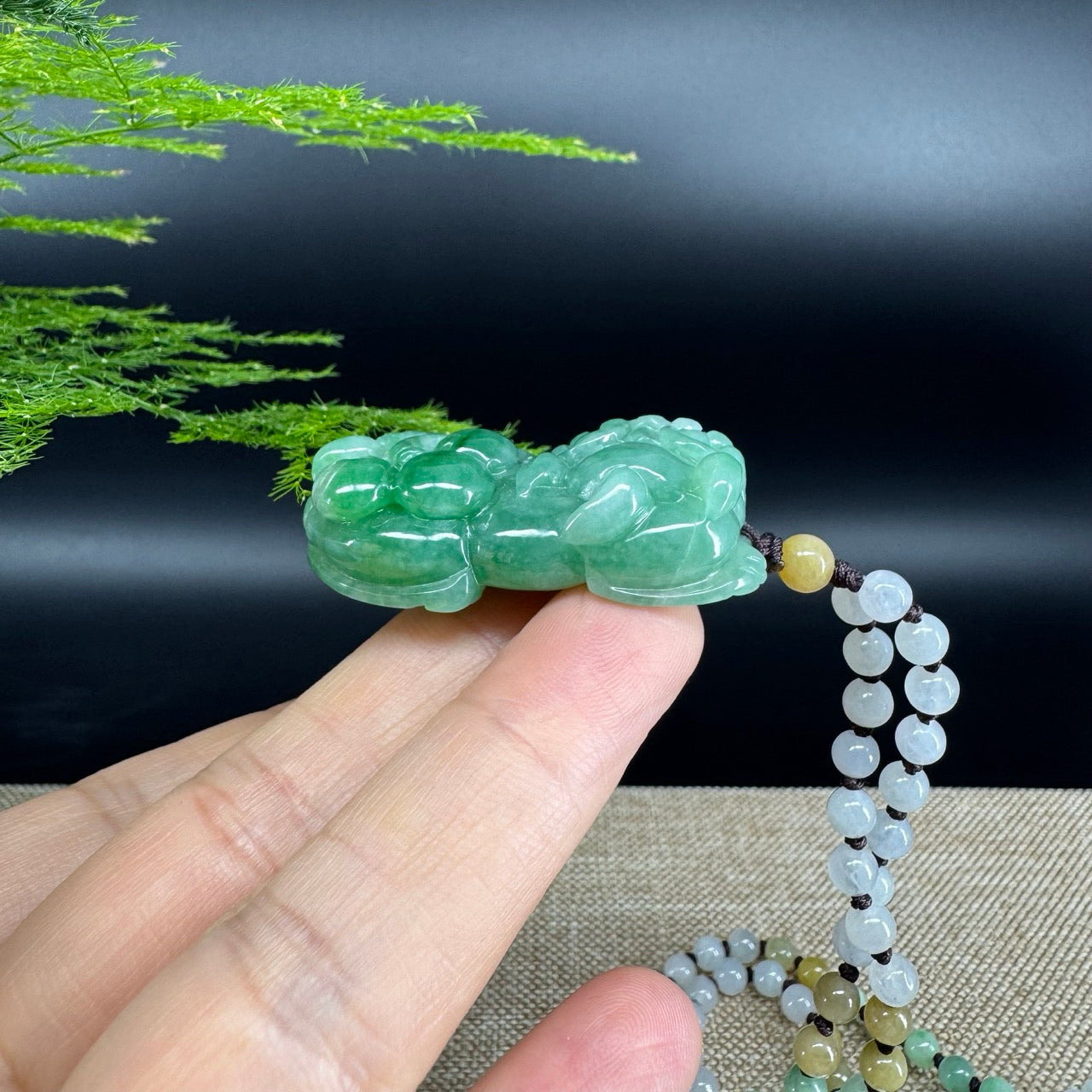 RealJade® Co. Pi Xiu Genuine Burmese Jadeite Jade PiXiu Pendant Necklace (FengShui Lucky)