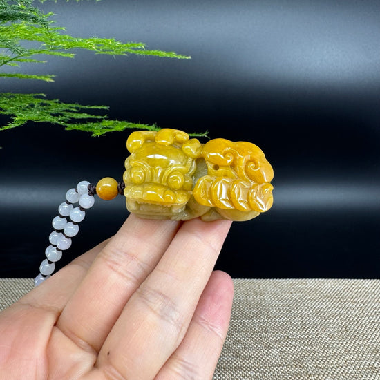 RealJade® Co. Pi Xiu Genuine Burmese Jadeite Jade PiXiu Pendant Necklace (FengShui Lucky)