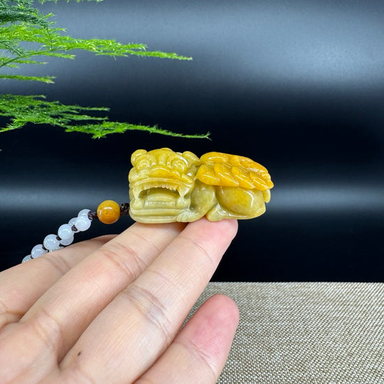 RealJade® Co. Pi Xiu Genuine Burmese Jadeite Jade PiXiu Pendant Necklace (FengShui Lucky)