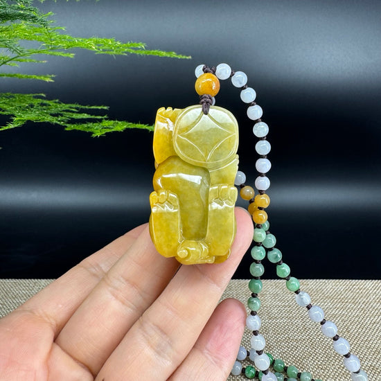 RealJade® Co. Pi Xiu Genuine Burmese Jadeite Jade PiXiu Pendant Necklace (FengShui Lucky)