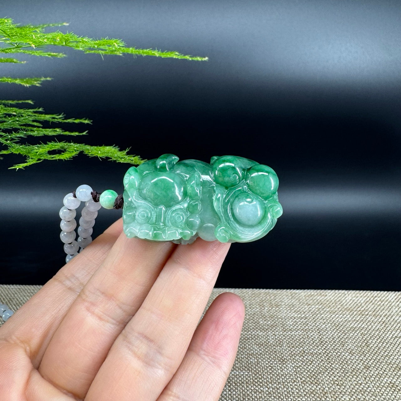 RealJade® Co. Pi Xiu Genuine Burmese Jadeite Jade PiXiu Pendant Necklace (FengShui Lucky)