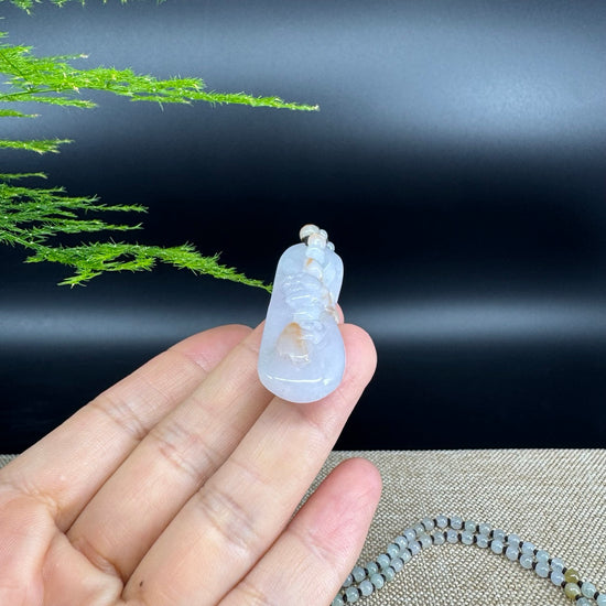 RealJade® Co. Genuine Burmese Yellow Lavender Jadeite Jade Lotus Flower Pendant Necklace