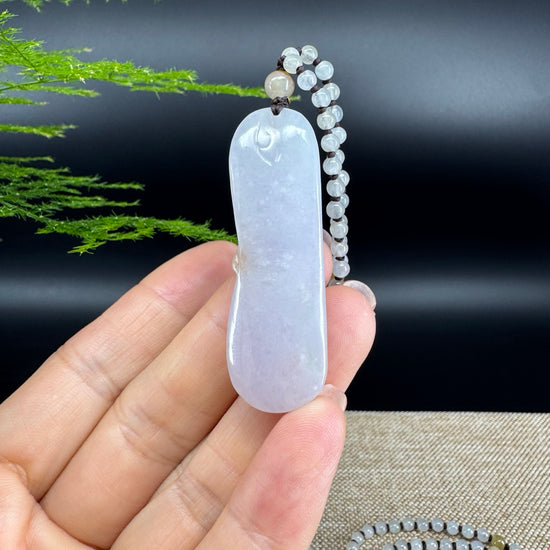 RealJade® Co. Genuine Burmese Yellow Lavender Jadeite Jade Lotus Flower Pendant Necklace