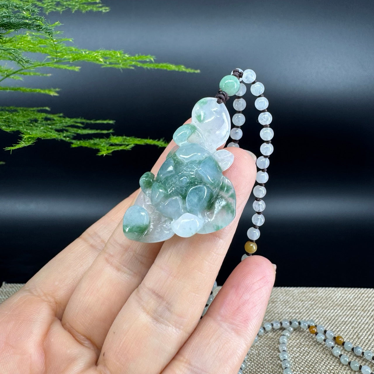 RealJade® Co. Genuine Burmese Jadeite Jade Icy Green Lotus Pendant Necklace