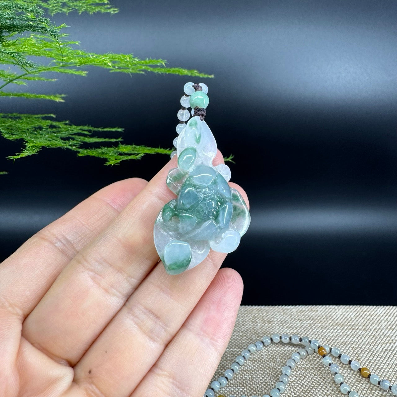 RealJade® Co. Genuine Burmese Jadeite Jade Icy Green Lotus Pendant Necklace