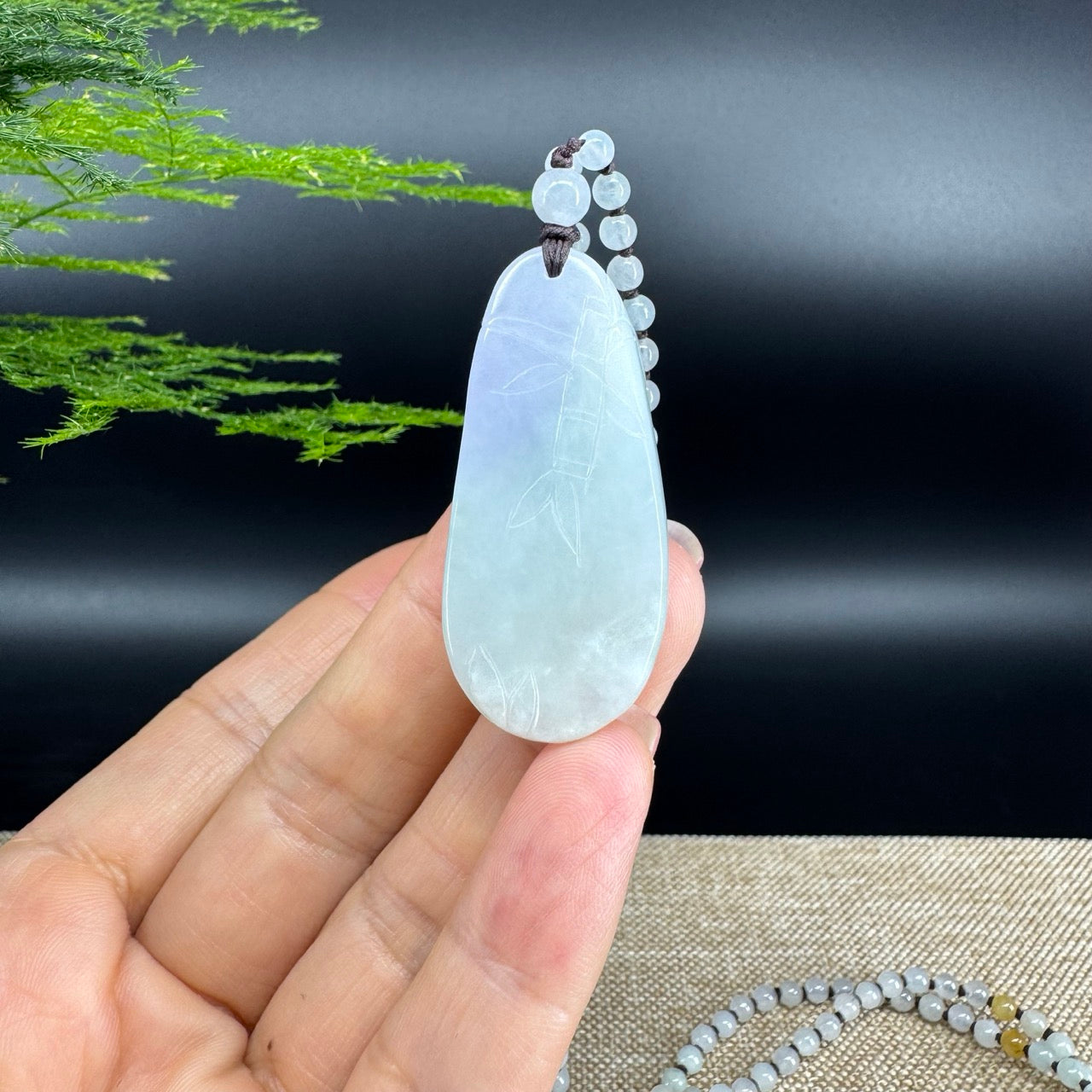 RealJade® Co.  Genuine Burmese Jadeite Jade Lavender Green Flower Pendant Necklace