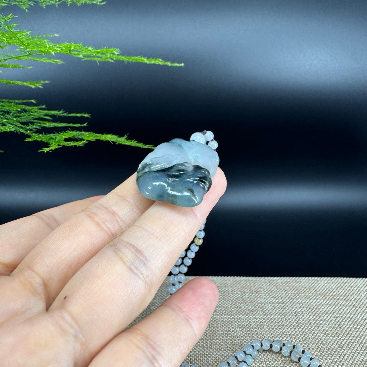 RealJade® Co.  Genuine Burmese Jadeite Jade Dolphin Pendant Necklace