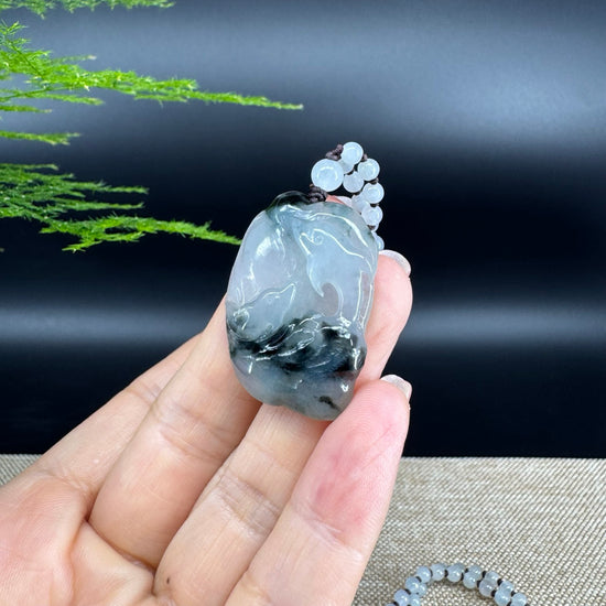 RealJade® Co.  Genuine Burmese Jadeite Jade Dolphin Pendant Necklace