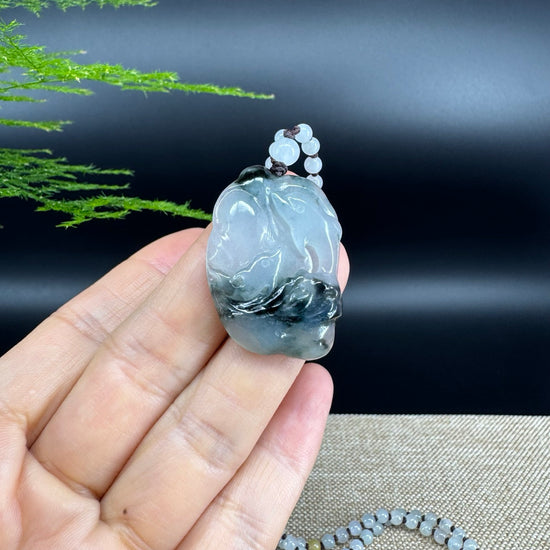 RealJade® Co.  Genuine Burmese Jadeite Jade Dolphin Pendant Necklace