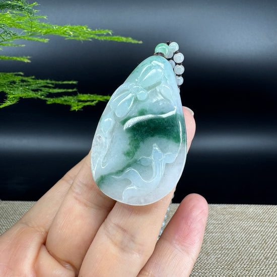 RealJade® Co.  Genuine Burmese Jadeite Jade Dragonfly Pendant Necklace