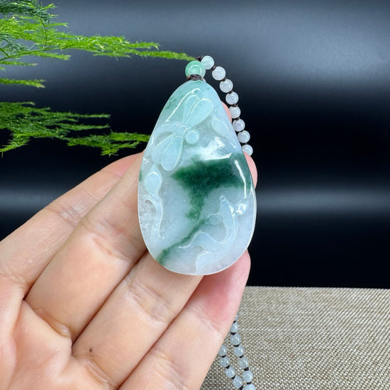 RealJade® Co.  Genuine Burmese Jadeite Jade Dragonfly Pendant Necklace