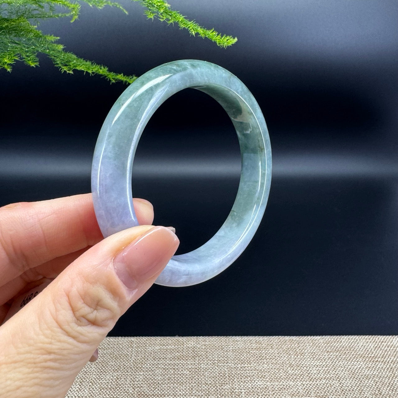 Genuine Burmese Lavender Green Jade Jadeite Bangle Bracelet ( 56.4mm )