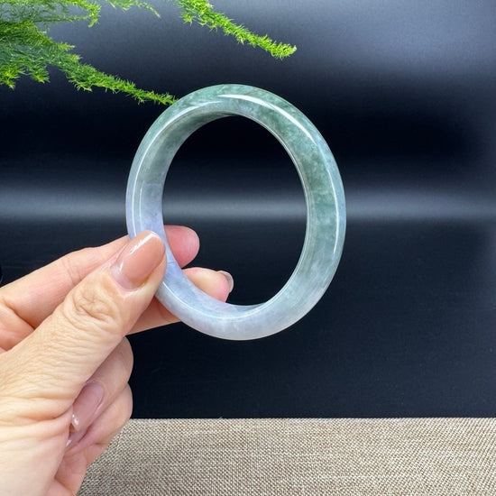 Genuine Burmese Lavender Green Jade Jadeite Bangle Bracelet ( 56.4mm )