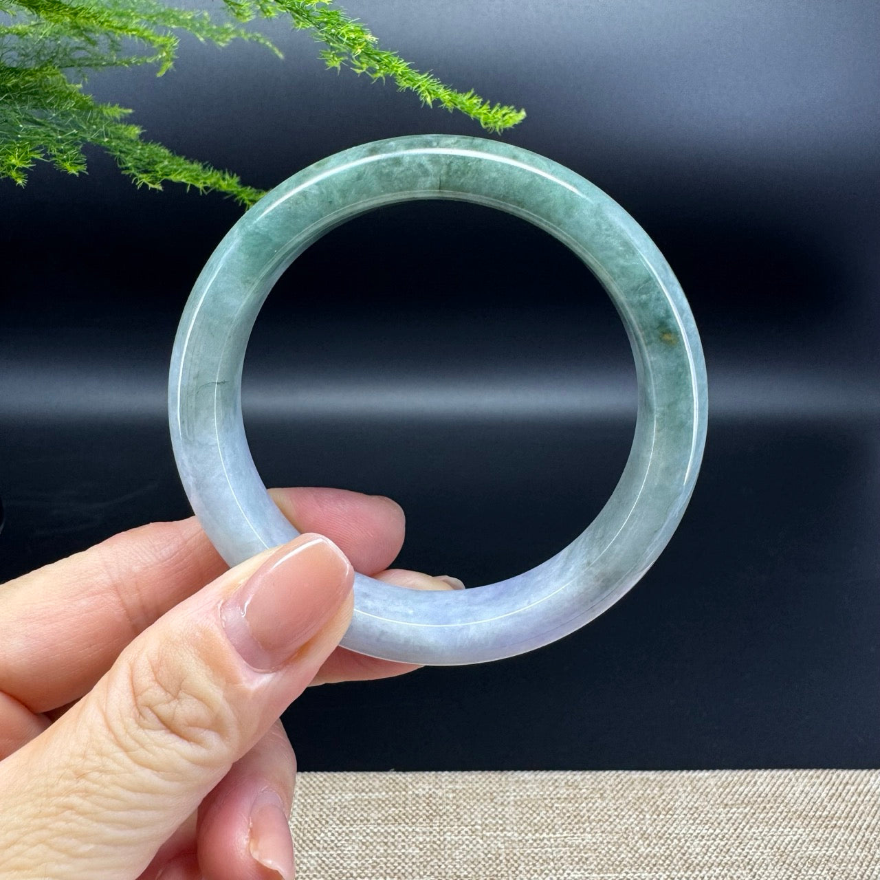 Genuine Burmese Lavender Green Jade Jadeite Bangle Bracelet ( 56.4mm )