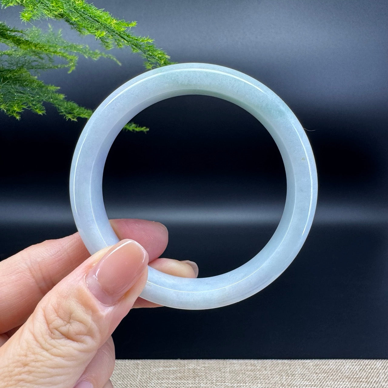 Genuine Burmese Icy Apple Green Jade Jadeite Bangle Bracelet ( 56.2mm )