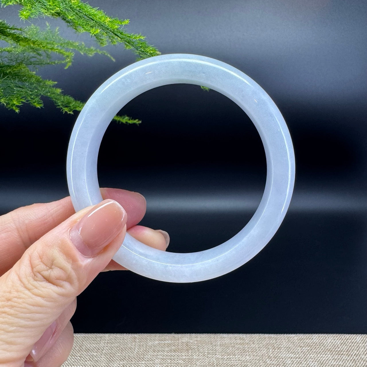 Genuine Burmese Lavender Green Jade Jadeite Bangle Bracelet ( 56.8mm )