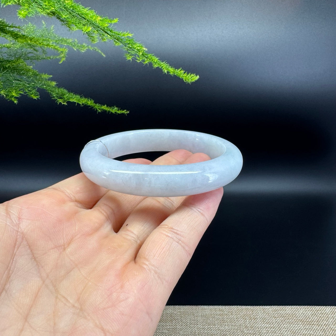 Genuine Burmese Lavender Green Jade Jadeite Bangle Bracelet ( 56.8mm )