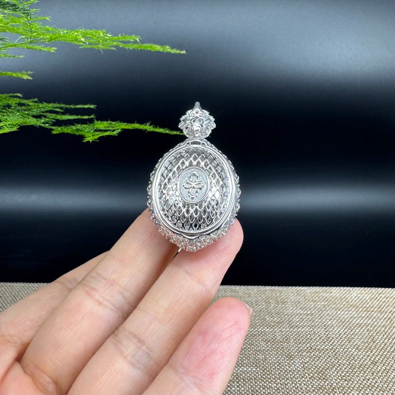 RealJade® Co. Luxury Genuine Lavender Jadeite Jade Cabochon Necklace With 18K White Gold Diamond Bail