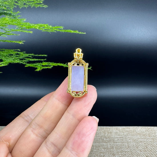 18k Yellow Gold Genuine Burmese Jadeite Bamboo Pendant Necklace With Diamond