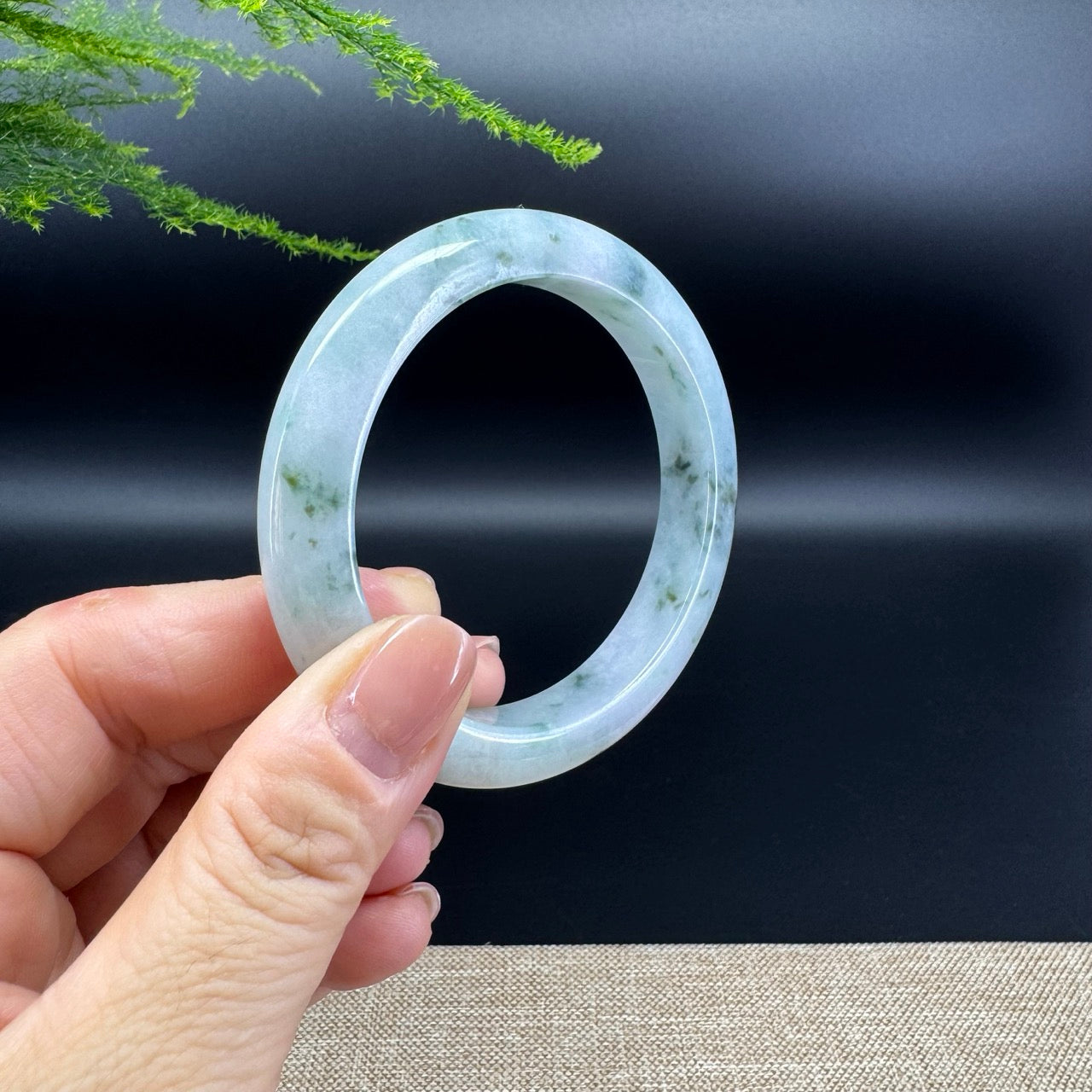 Genuine Burmese lavender Green Jade Jadeite Bangle Bracelet ( 56mm )