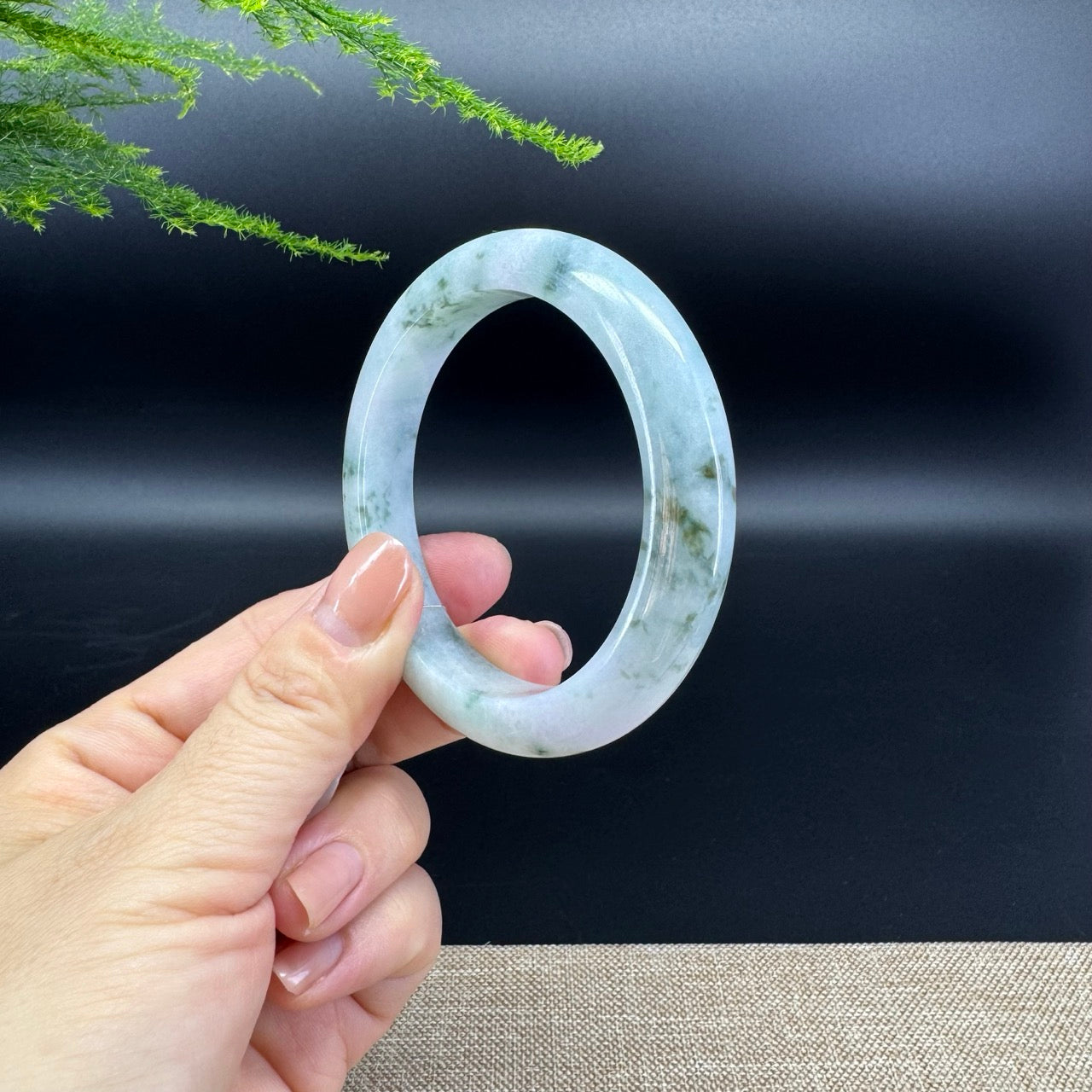 Genuine Burmese lavender Green Jade Jadeite Bangle Bracelet ( 56mm )