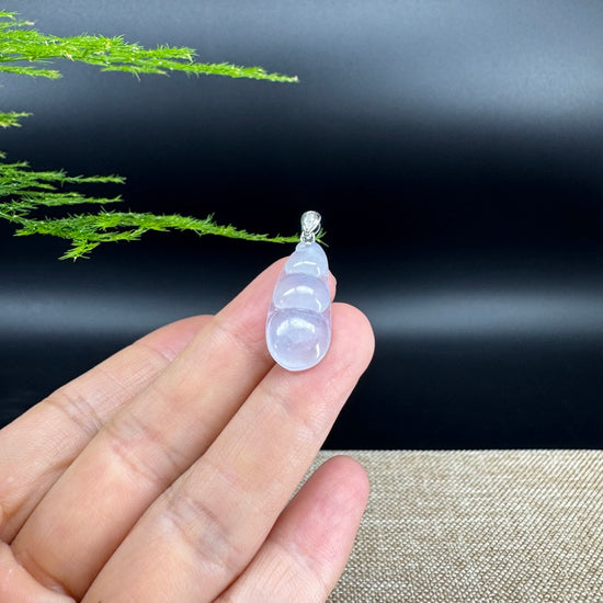 RealJade® Co. Genuine Icy Jadeite Jade Bean Necklace With 18K White Gold Bail