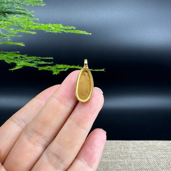 High end Genuine Burmese Imperial Jadeite Pendant with 18k Yellow Gold Bail