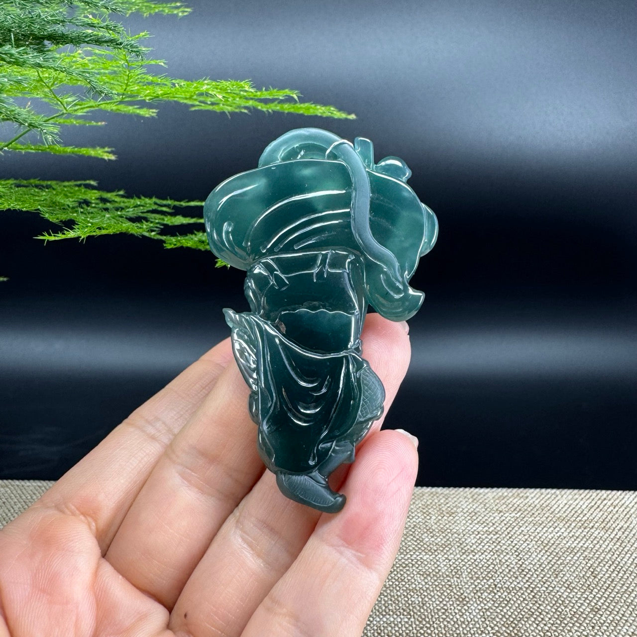 RealJade® Co. High Natural Guatemalan Blue Jadeite Jade Monkey King Pendant