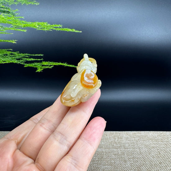 RealJade® Co. High Yellow Jadeite Jade Monkey Pendant