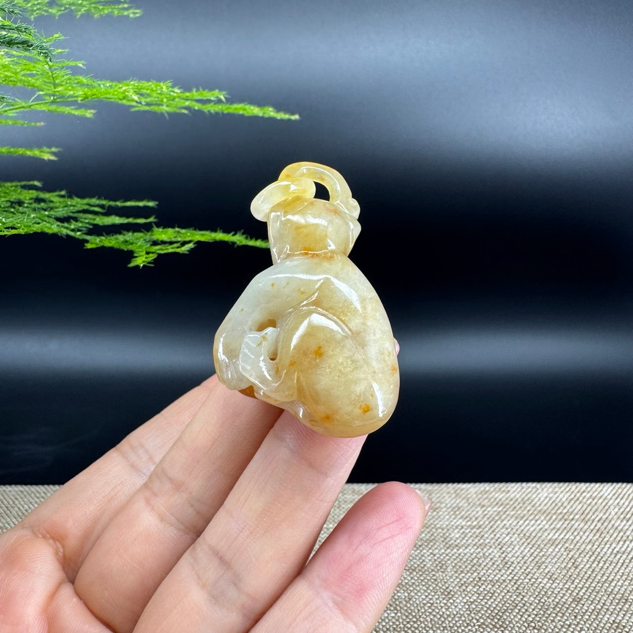 RealJade® Co. High Yellow Jadeite Jade Monkey Pendant